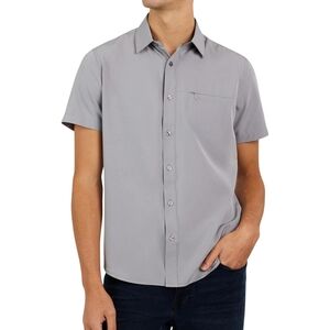 DKNY Men's Light Gray Casual Button Down Shirt
